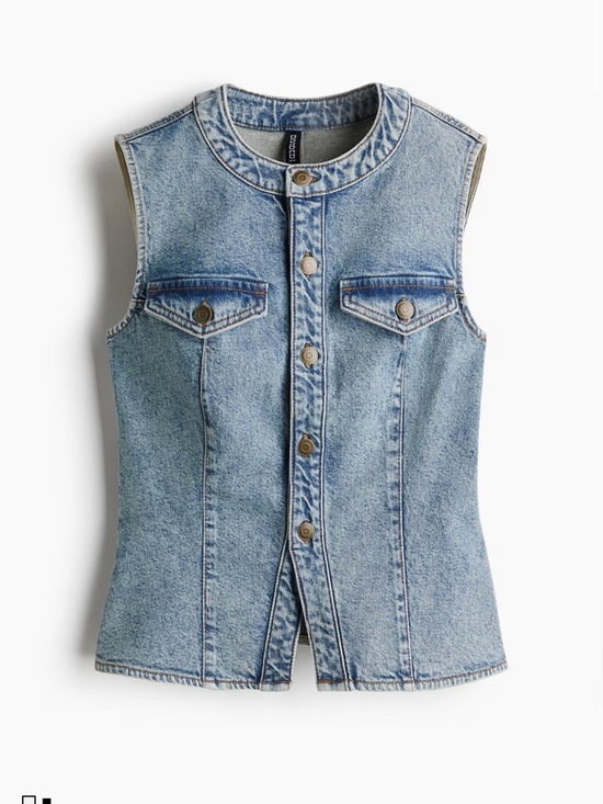 H&M Jackets & Blazers - H&M Light Blue Denim Vest